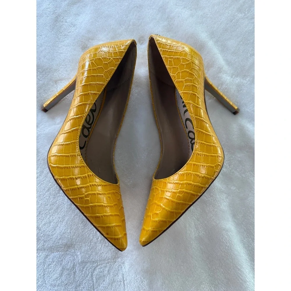 Sam Edelman Yellow Pointed Toe Sz 7 Pumps Heels Indie Sexy Office Siren